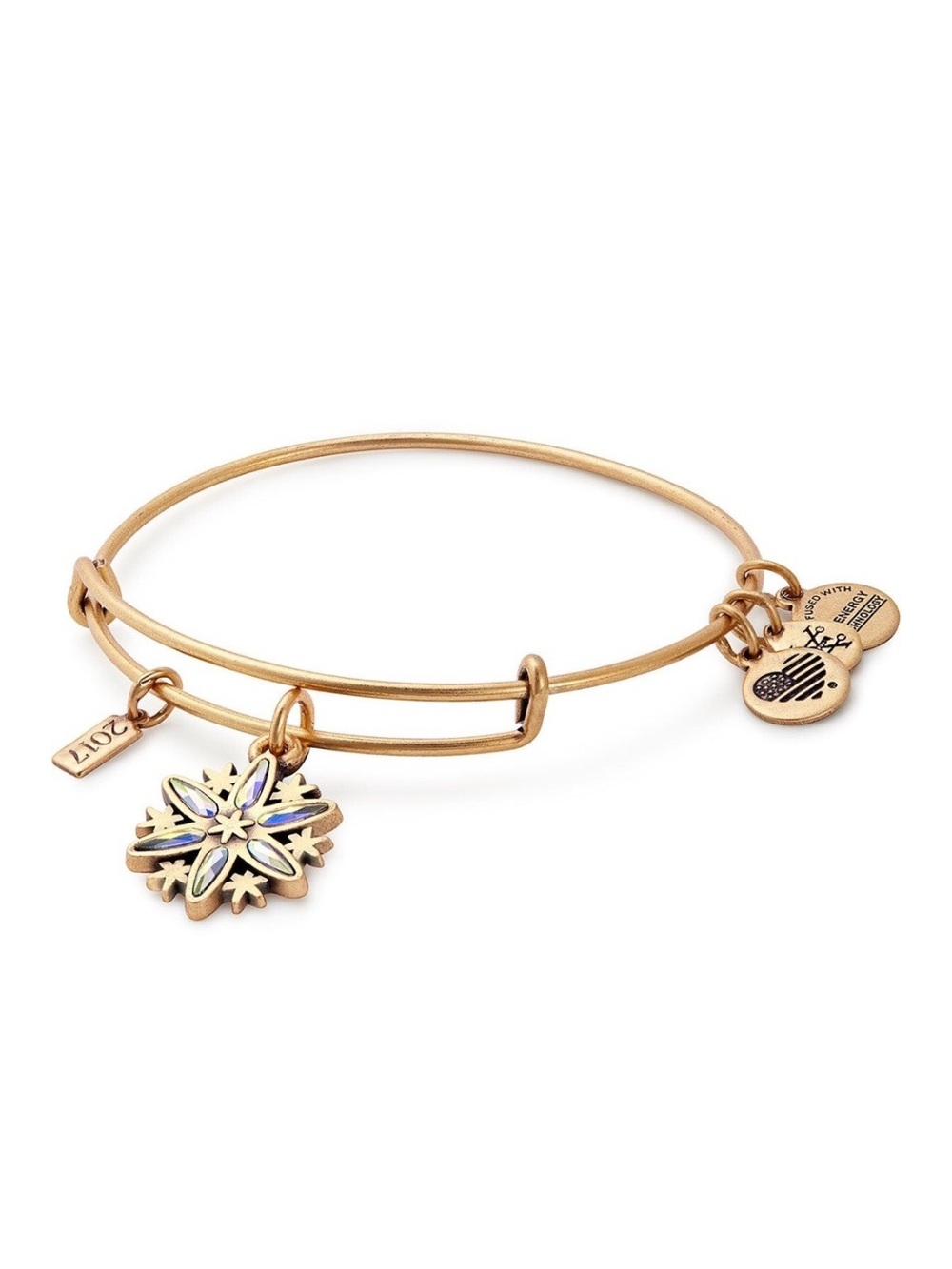 NWT! Alex and Ani 2017 Black Friday Snowflake Charm Bangle Bracelet - Gold